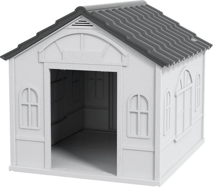 Produktbild Swisshandel24 Hundehütte, Hundehaus mit Satteldach, wetterfest Kleintierhaus Hundehütte Grau (Hundehütte)