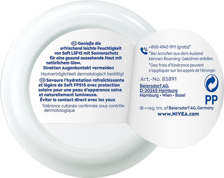 Image du produit NIVEA Soft Daily UV erfrischende Feuchtigkeitscreme Topf LSF 15 (Crème pour le corps, 100 ml)