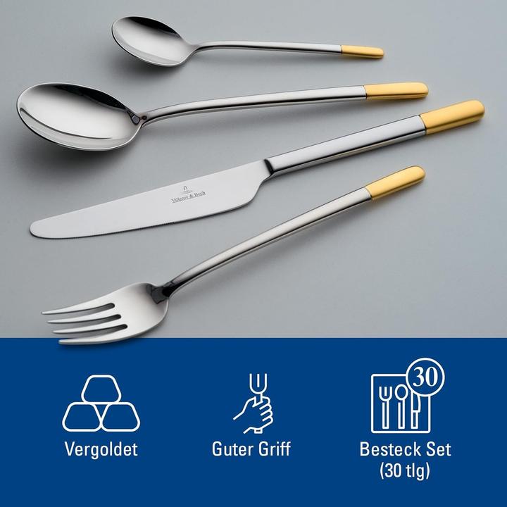 Produktbild Villeroy & Boch Tafelbesteck 30tlg. Ella teilvergoldet (30 Stk., Besteck Set)