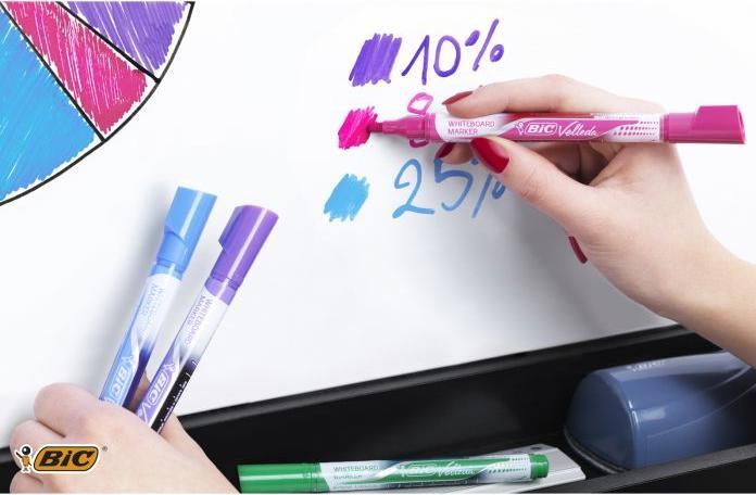 Actual product image Bic Velleda Whiteboard Marker (Light blue, Lilac, Rose, Dark Blue, 4.20 mm)