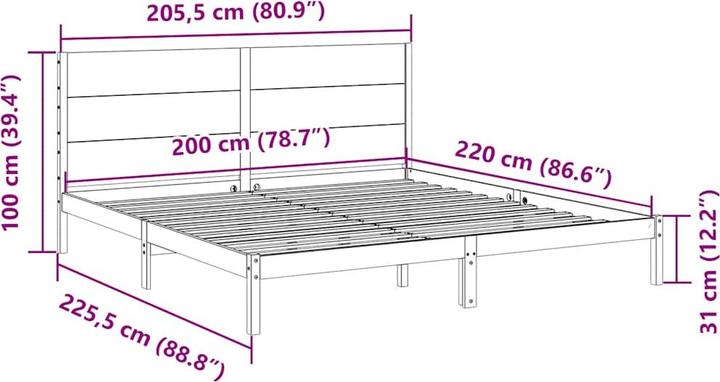 Actual product image vidaXL Bettrahmen (200 x 220 cm)