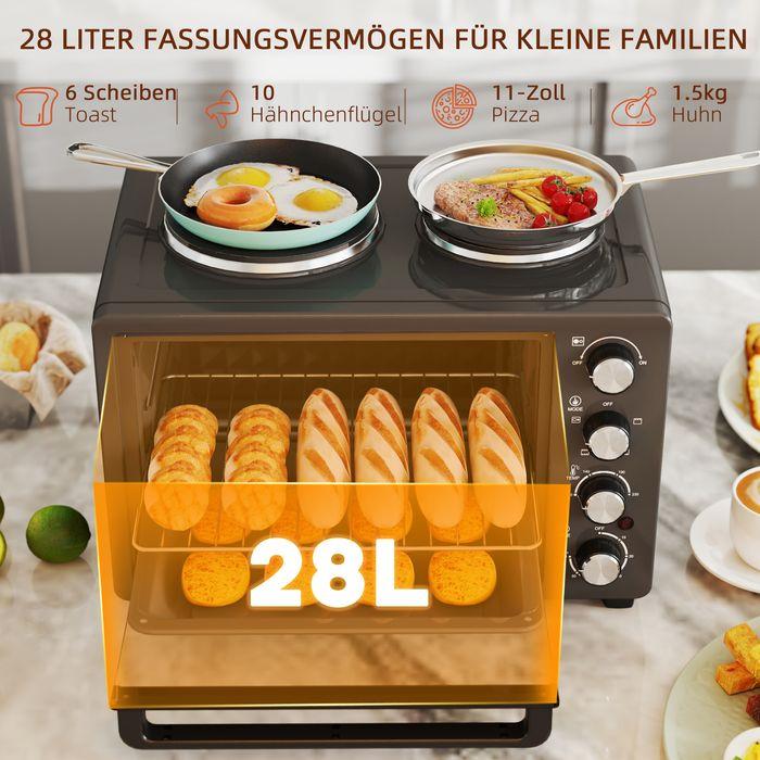 Actual product image Swisshandel24 Minibackofen 28 L 2600W Mini Backofen 100-230℃ 60 Min. Timer Schwarz