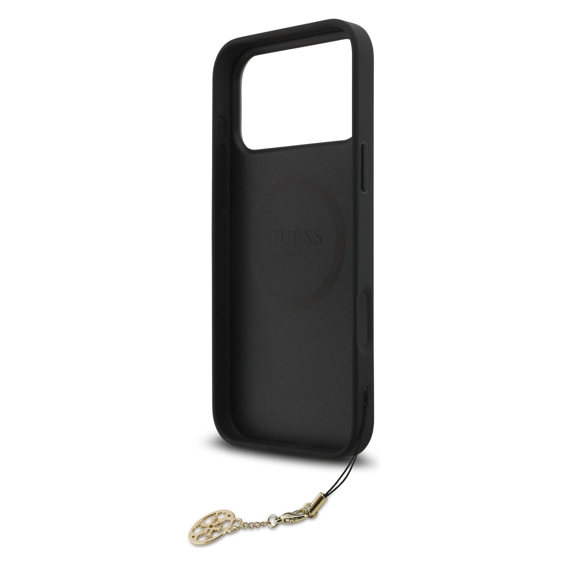 Guess Hülle 4G Charm Elegante Schutz Raffiniertes Design Trendaccessoire (Apple IPhone 17 Pro Max), Smartphone Hülle, Grau, Schwarz