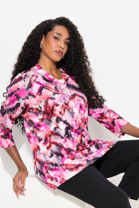 Immagine prodotto Ulla Popken Maglia classica con stampa pixel, collo a dolcevita e maniche a 3/4 (60)