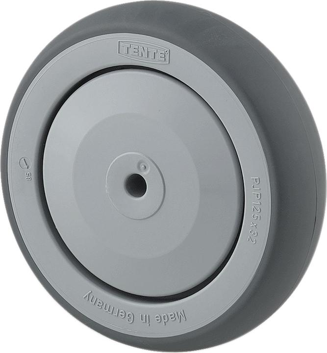 Tente Løs hjul, grå gummi, Ø100x32 mm, Ø8,3xNL36,5, DIN-kugleleje, Byggehøjde: 100 mm. Temperatura di