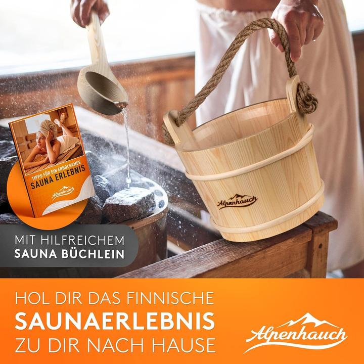 Produktbild Alpenhauch Saunaeimer-Set mit Kelle, Sanduhr & Thermometer