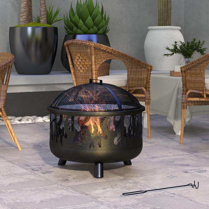 Produktbild Outsunny Feuerschale Metall Schwarz (61 cm)