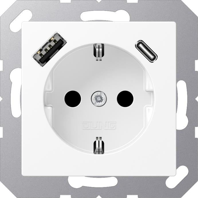 JUNG, Steckdose, A1520-15CAWWM m.USB Typ AC Steckdose SCHUKO