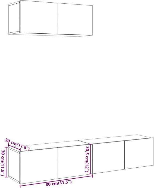 Produktbild vidaXL TV-Schrank-Set (80 x 30 x 30 cm)
