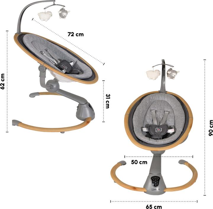Produktbild BabyGo Babywippe Homey wood grey