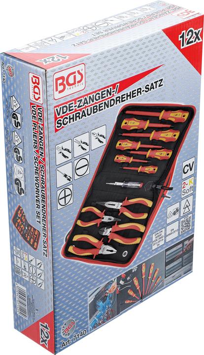 Image du produit BGS Jeu de pinces / tournevis d’électricien VDE 12 pièces