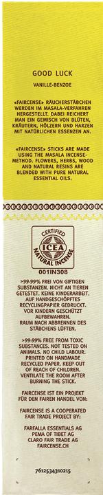 Produktbild Farfalla Good Luck Faircense Räucherstäbchen