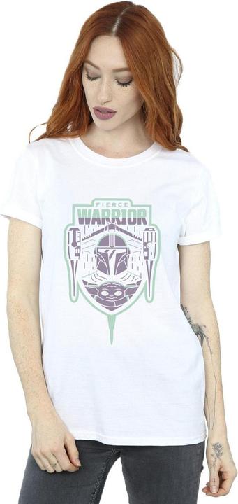 Immagine prodotto Star Wars The Mandalorian Fierce Warrior Patch Maglietta Ampia Donna (XL)