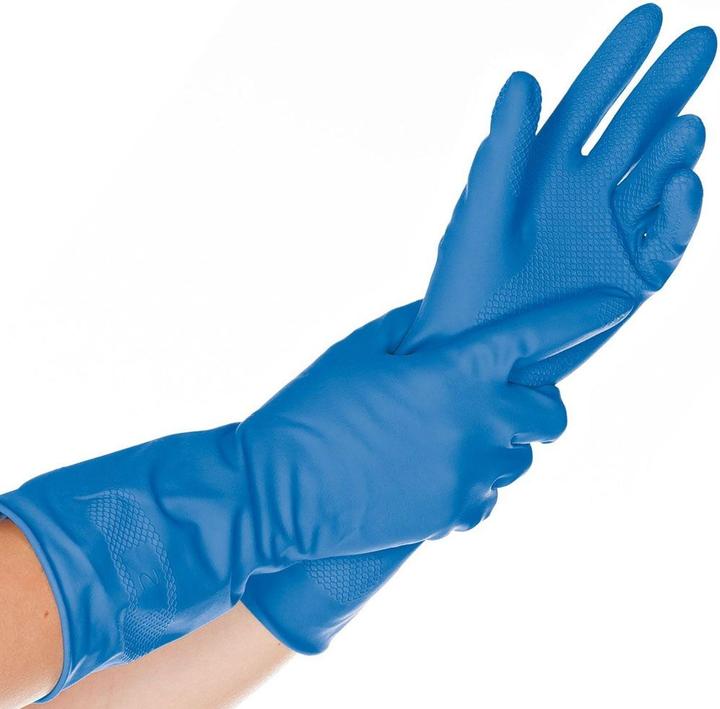 Hygostar Huishoudhandschoen Latex Bettina Zacht L 30cm blauw PU=12 paar