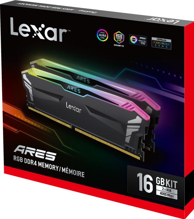 Actual product image Lexar Ares DDR4 CL18 Black UDIMM KIT (2 x 8GB, 3600 MHz, DDR4-RAM, U-DIMM)