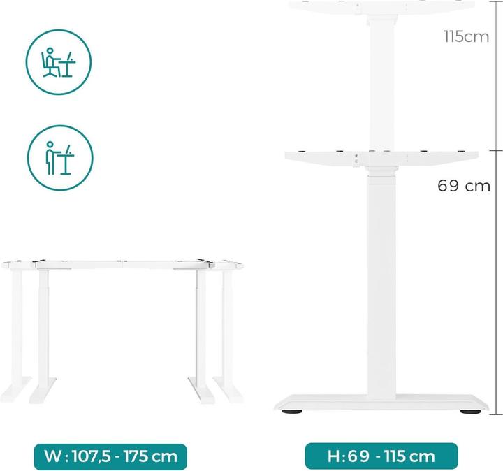 Image du produit Songmics Höhenverstellbares Schreibtischgestell