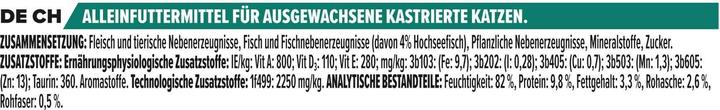 Nährwerte und Zutaten Purina ONE Nassfutter Adult Sterilized Gelée Hochseefisch 10 x 85 g (Adult, 10 Stk., 850 g)