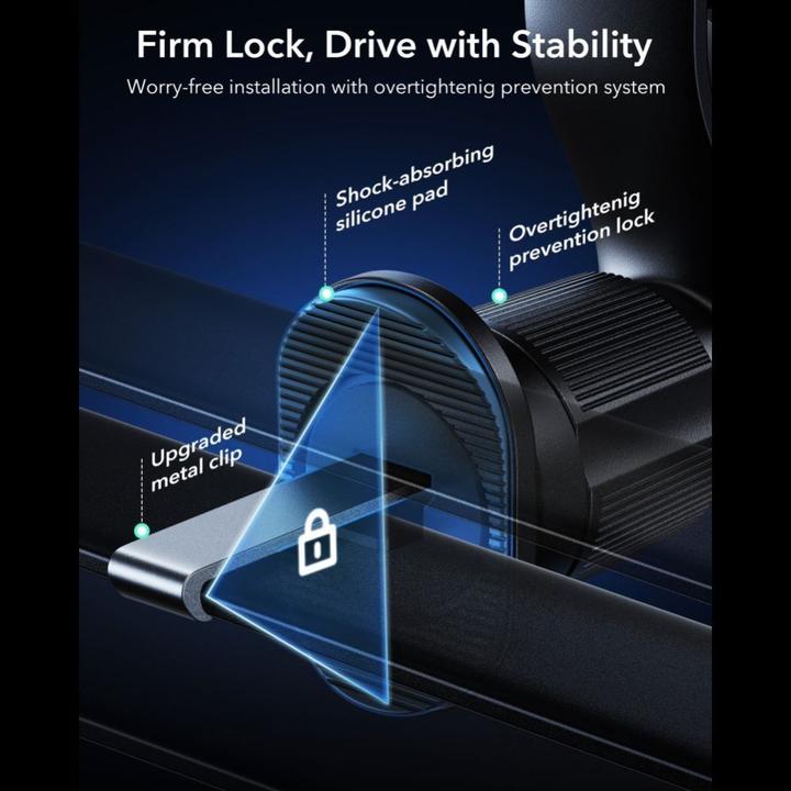 Immagine prodotto ESR Omnilock Cryoboost Magnetic Magsafe Car Mount Caricatore wireless Qi2.2 25w Nero