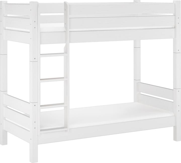 Produktbild Erst-Holz Hochbett für Erwachsene weiss 90x200 Etagenbett teilbar Rollroste Matratzen 60.16-09WT100M (90 x 200 cm)