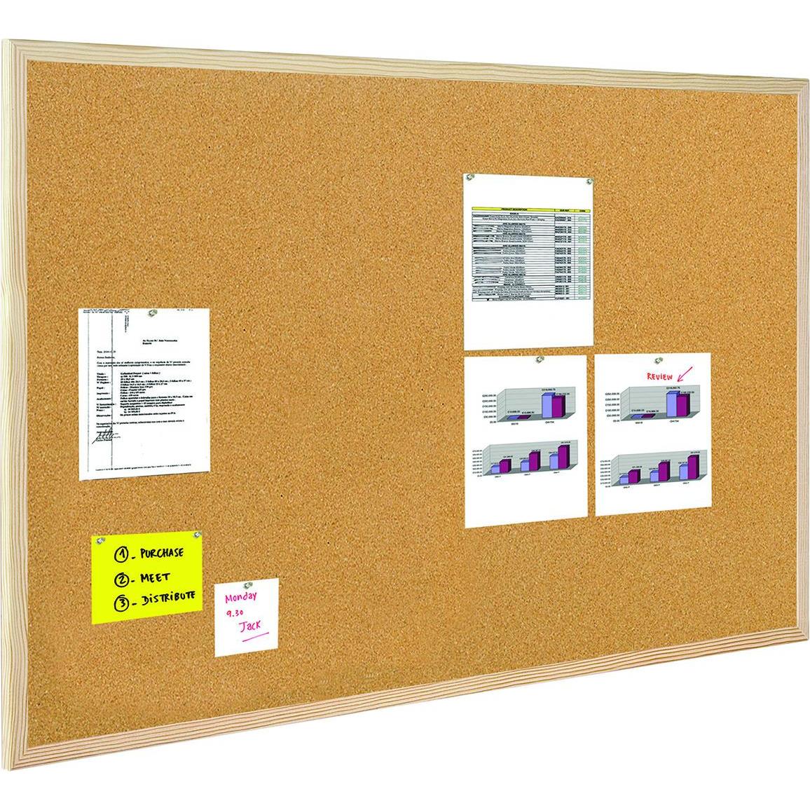 Bi-Office, Lavagna di presentazione, kamštienos lentelė, 120x60cm, 2-asis kamštienos sluoksnis, medinis rėmas (120 x 60 cm)