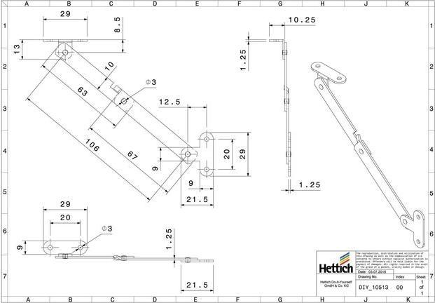 Image du produit Hettich Klappenhalter 106 mm, vernickelt