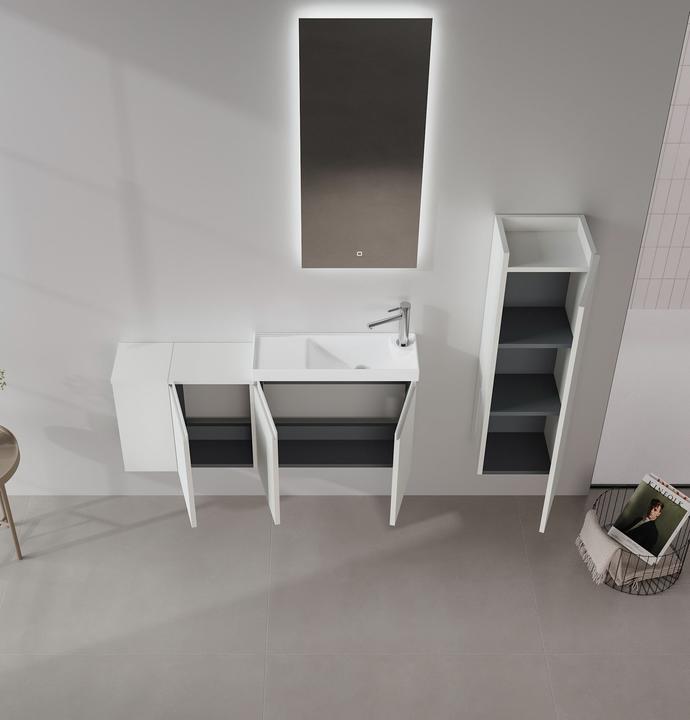Actual product image Homitis Perla 110 Bathroom Cabinet With Sink & Mirror Set (2 Pieces)