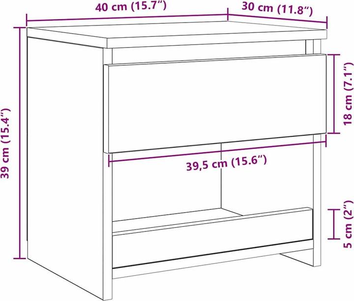 Produktbild vidaXL Nachttisch (40 x 30 x 39 cm)