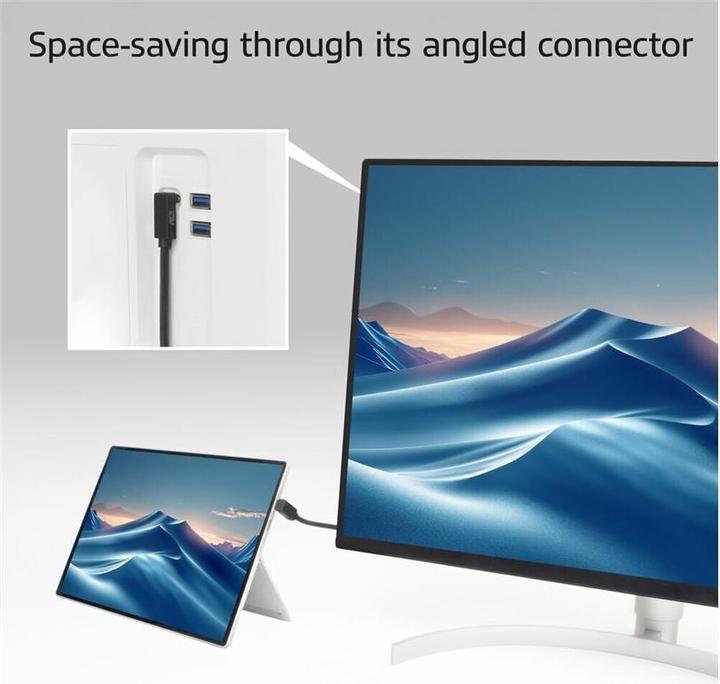 Produktbild ACT USB 3.0 10Gbps 60W USB Type-C« (up/down angled) to USB Type-C« (up/down angled) Cable, 2 meters (2 m, USB 3.2 Gen 2, 60 W)
