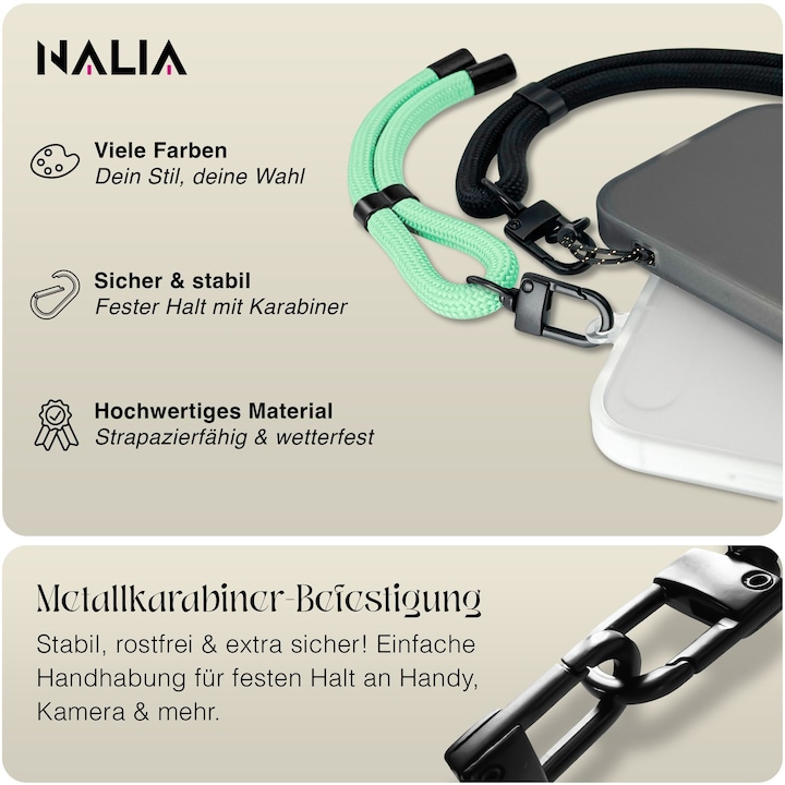 Produktbild Nalia Wristy Lanyard Handykette – Universal Trageband für Smartphones – Verstellbar, Soft & Elastisch