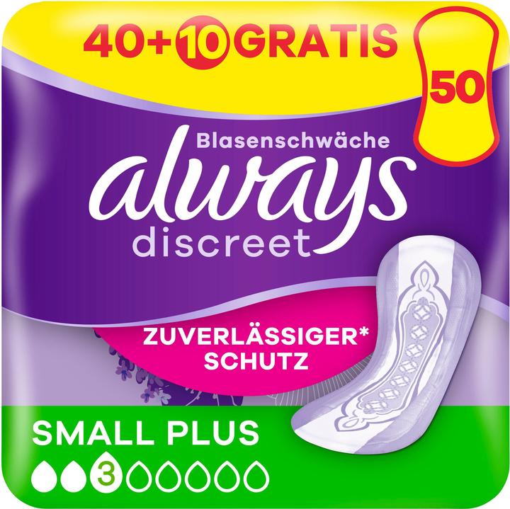 Always Discreet Incontinence, Small Plus Big Pack +25% FREE 40+10 incontinence pants (50 x)