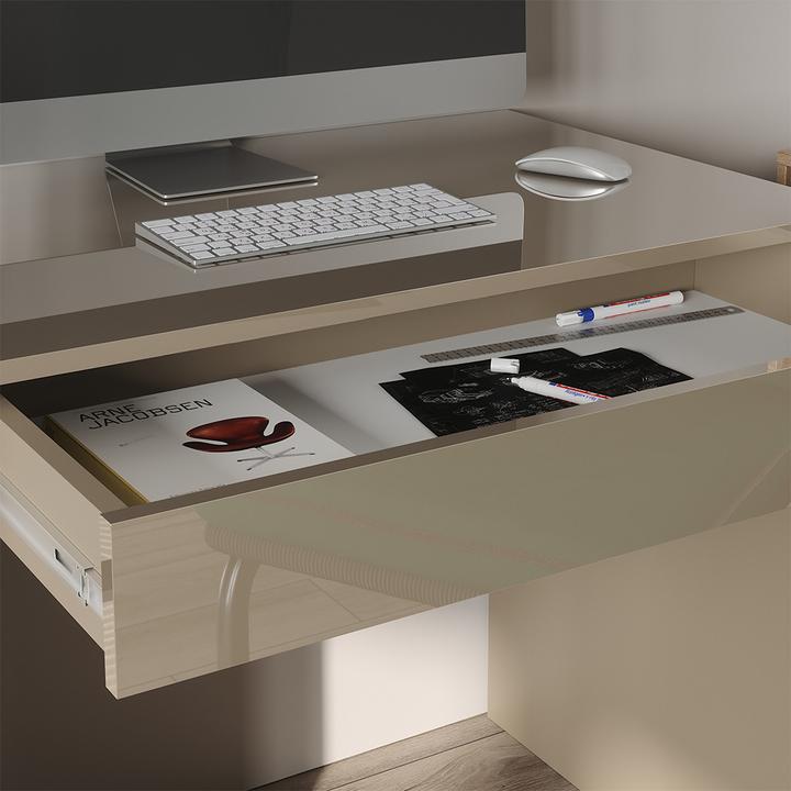 Produktbild Vicco Schreibtisch Sherry, Greige Hochglanz, 55 x 120 cm mit Schubladen (55 x 120 x 75 cm)