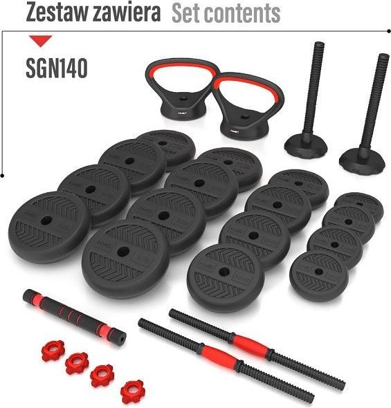 Produktbild HMS 6IN1 GEWICHTSSATZ SGN1340 (LANGHANTEL KURZHANTEL UND KETTLEBELL) 40KG