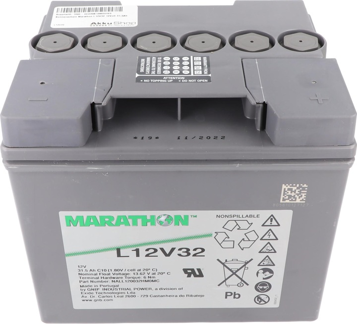 Actual product image Tadiran Sonnenschein Marathon L12V32 12Volt 31.5Ah (12 V, 31.50 Ah)