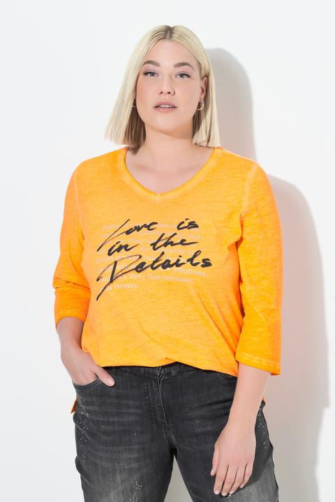 Produktbild Ulla Popken Shirt, Schriftdruck, A-Linie, V-Ausschnitt, 3/4-Arm (42, 44)