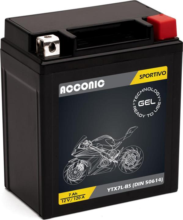 Actual product image Acconic Sportivo GEL YTX7L-BS Motorradbatterie 7Ah 12V (DIN 50614) (12 V, 7 Ah)