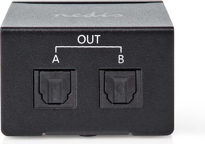 Produktbild Nedis TosLink-Splitter 2-Weg Anschlüsse – Eingang: TosLink Buchse Anschlüsse – Ausgang: 2X TosLink D