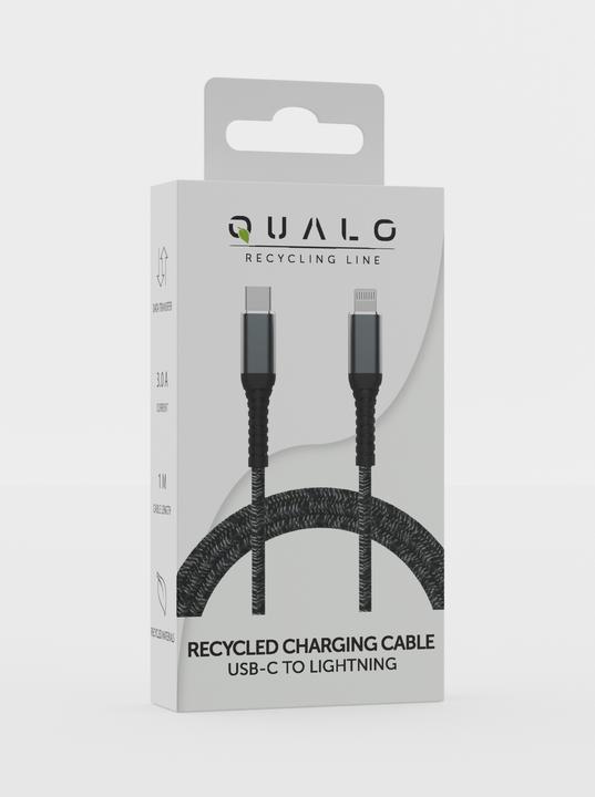 Actual product image Qualo Recycling USB-C/Lightning cable 2.4A 1m QRC-CL-01 (1 m, 27 W)