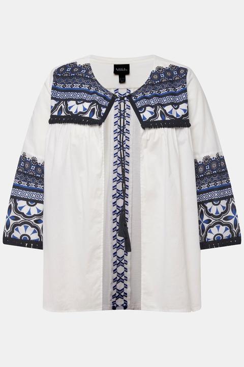 Actual product image Ulla Popken Tie Front 3/4 Sleeve Blouse Jacket (46, 48)