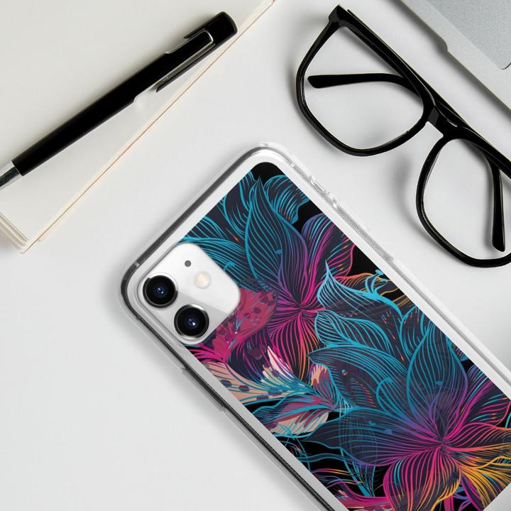 Produktbild DeinDesign Silikon Hülle für Apple iPhone 11 Handyhülle Case Smartphone Schutzhülle Blumen Neon bunt (Apple iPhone 11)
