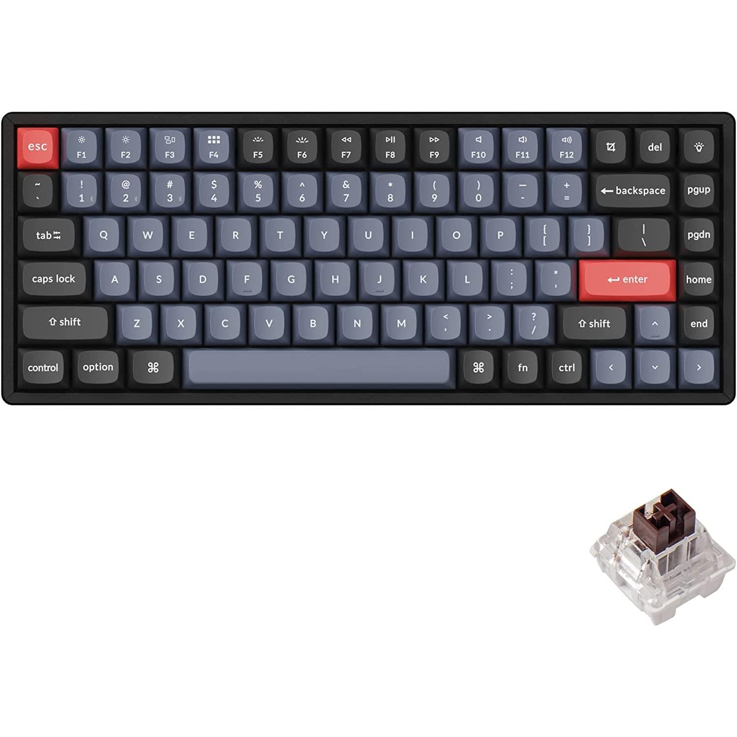 Thumbnail - Keychron Key K2Pro 75% Alu RGB Gat Brown K2P-J3-DE (DE, Kabellos), Tastatur, Schwarz