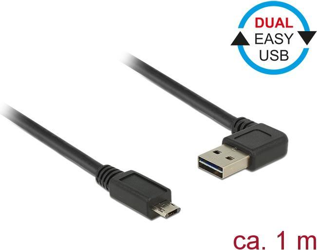 Produktbild Delock USB2.0-Kabel Easy A-MicroB: 1m, schwarz (1 m, USB 2.0)
