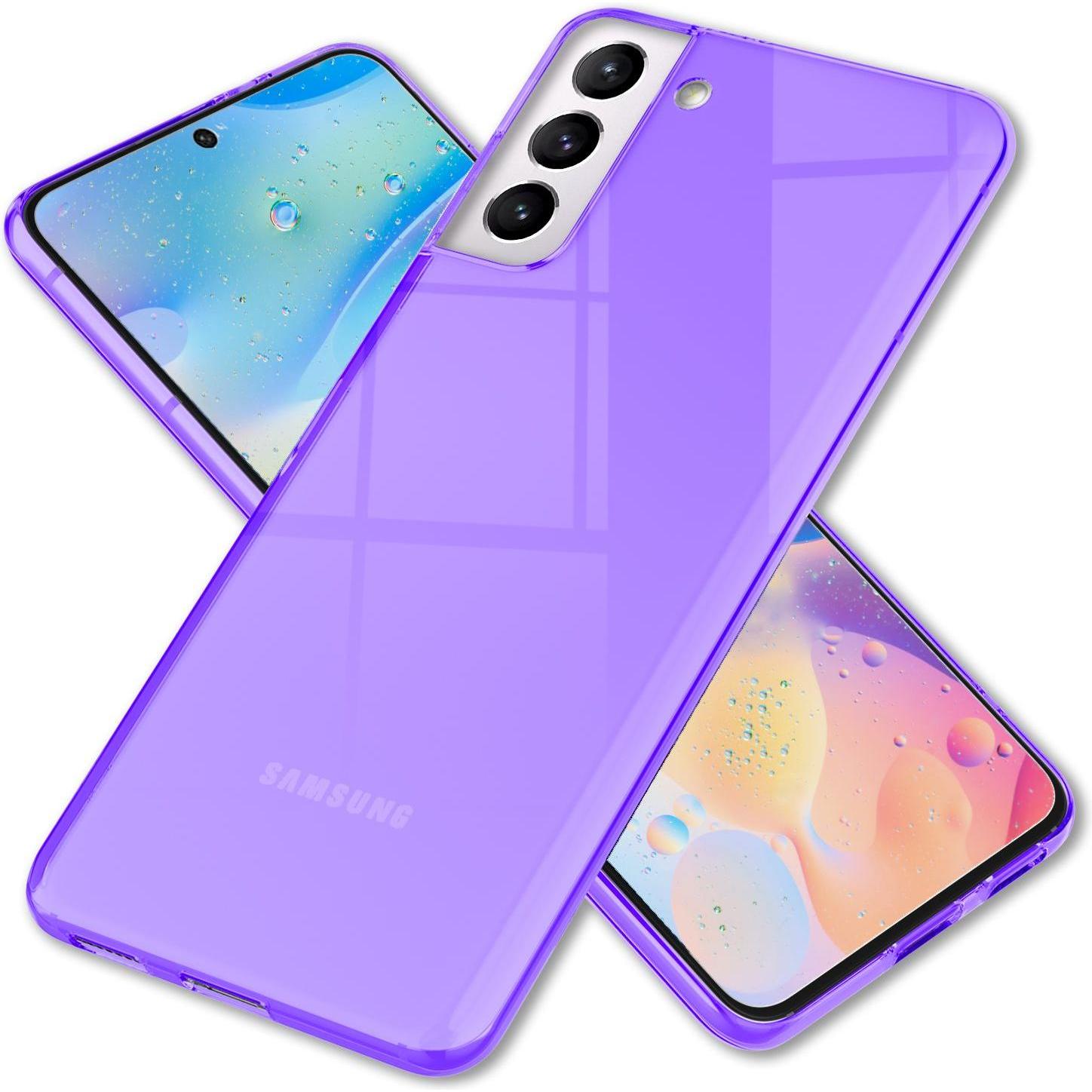 Nalia Klar Transparente Neon Silikon Hülle (Samsung Galaxy S22+), Smartphone Hülle, Violett