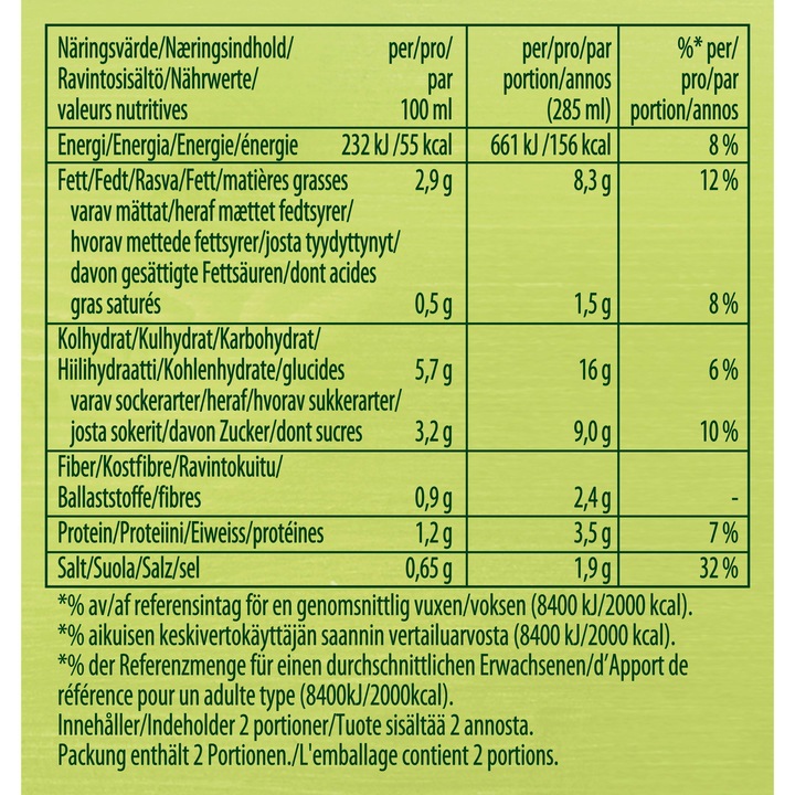 Nährwerte und Zutaten Knorr Tomatencremesuppe mit Mascarpone (570 ml)
