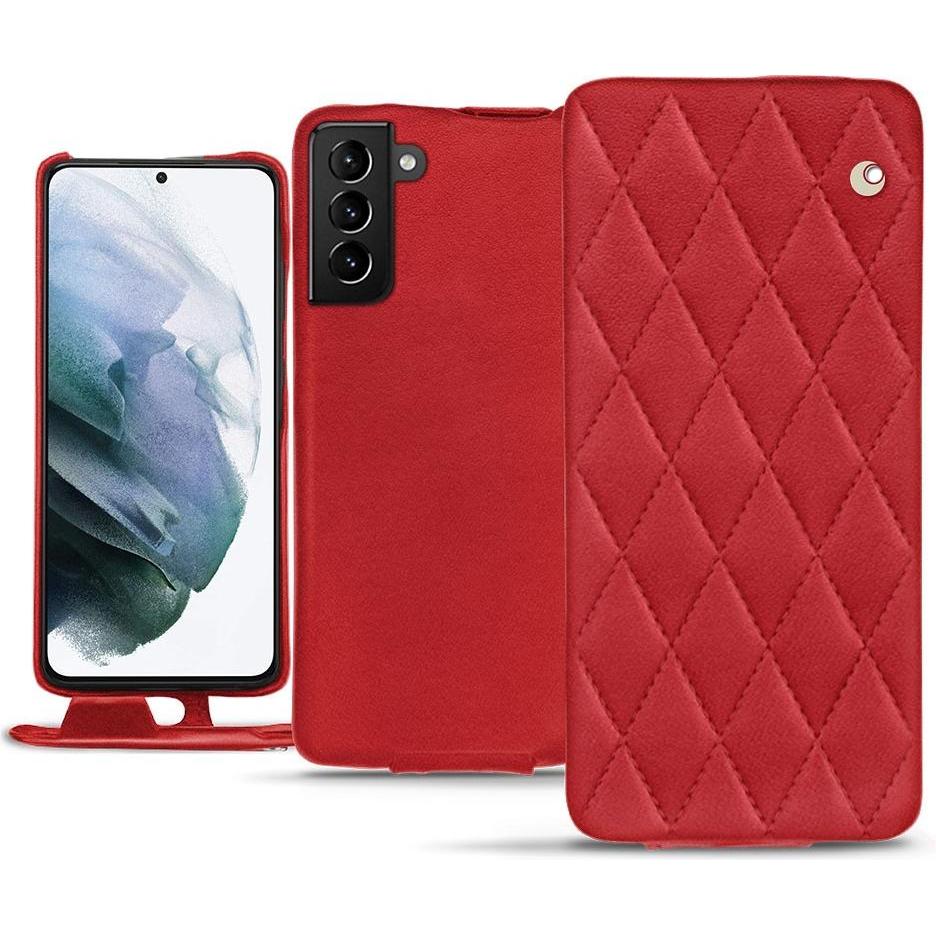 Noreve Lederschutzhülle vertikal (Samsung Galaxy S21+), Smartphone Hülle, Rot