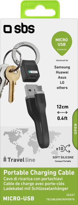 Produktbild SBS Netz und Ladekabel USB - Micro-USB mit Schlüsselanhänger (0.12 m, USB 2.0)