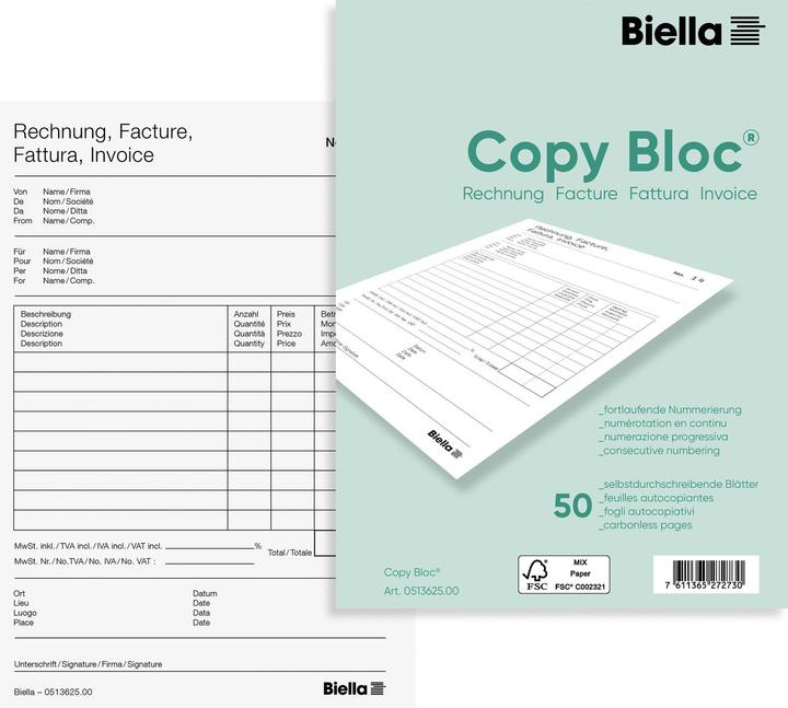 Produktbild Biella Durchschreibeblock Copy Bloc Rechnung (100 x)
