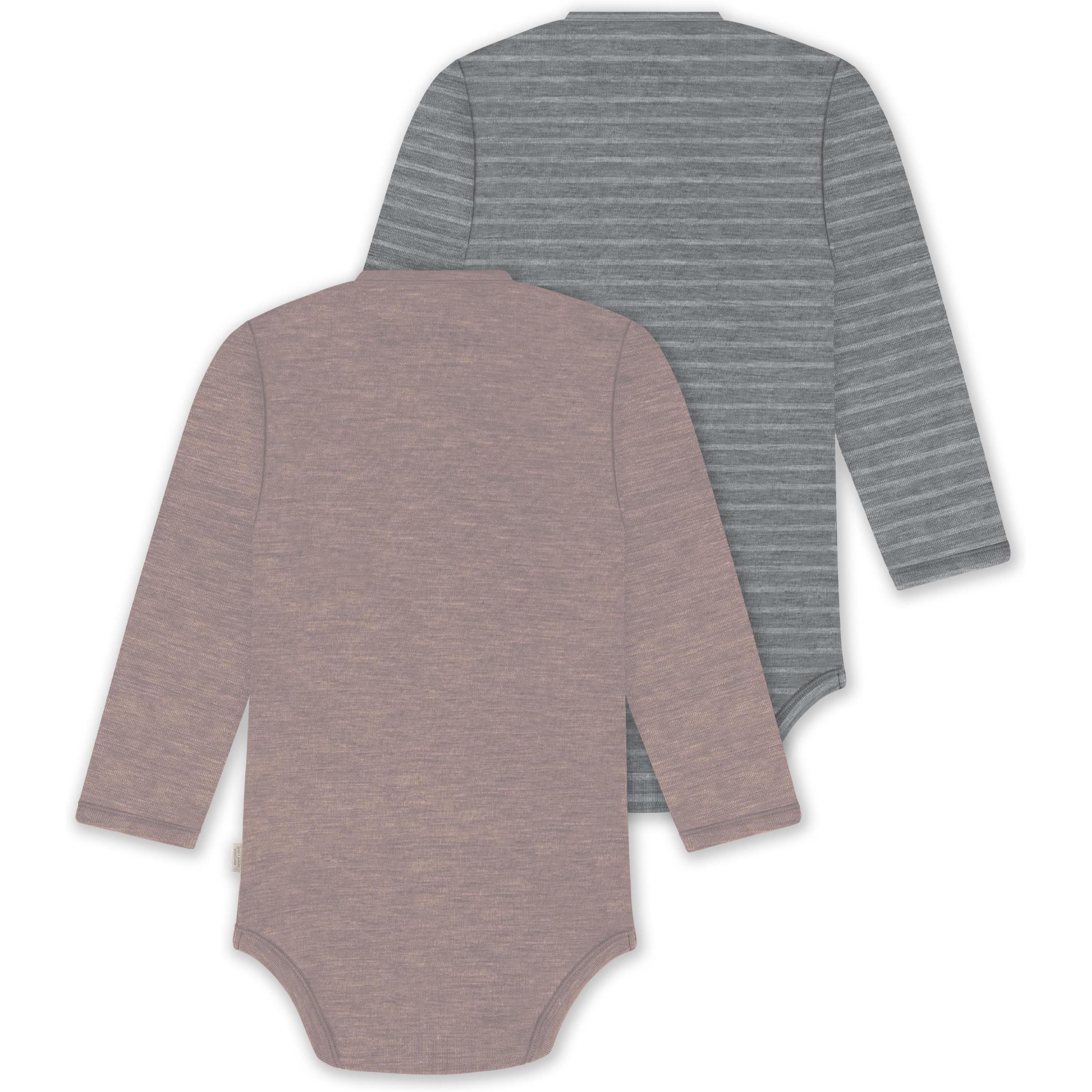 Thumbnail - Normani, Herren, Body, 2er Pack Bio Baby-Body Langarm Wickelbody aus Merinowolle für Junge und Mädchen - 9353, Rosa, (62...