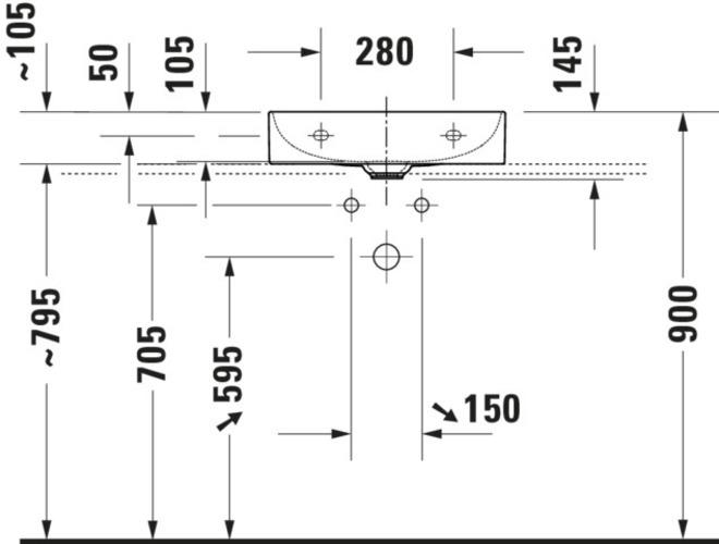 Actual product image Duravit Washbasin DURASQUARE COMPACT o ÜL m HLB 500x400mm without tap hole white (40 cm, 50 cm)
