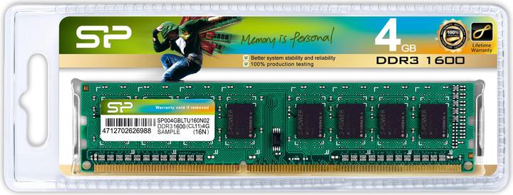Image du produit Silicon Power DDR3 4 GB (1 x 4GB, 1600 MHz, RAM DDR3, DIMM)