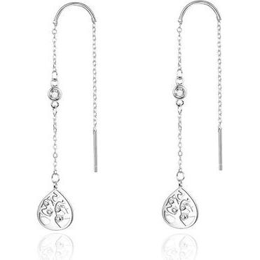 Beneto, Ohrringe, Long silver earrings with zircons AGUV1967 (L)